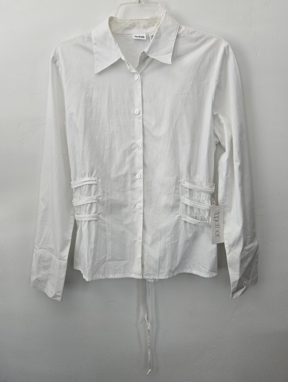 Together cotton poplin corset Detail Long Sleeve button down shirt. Size 14. New